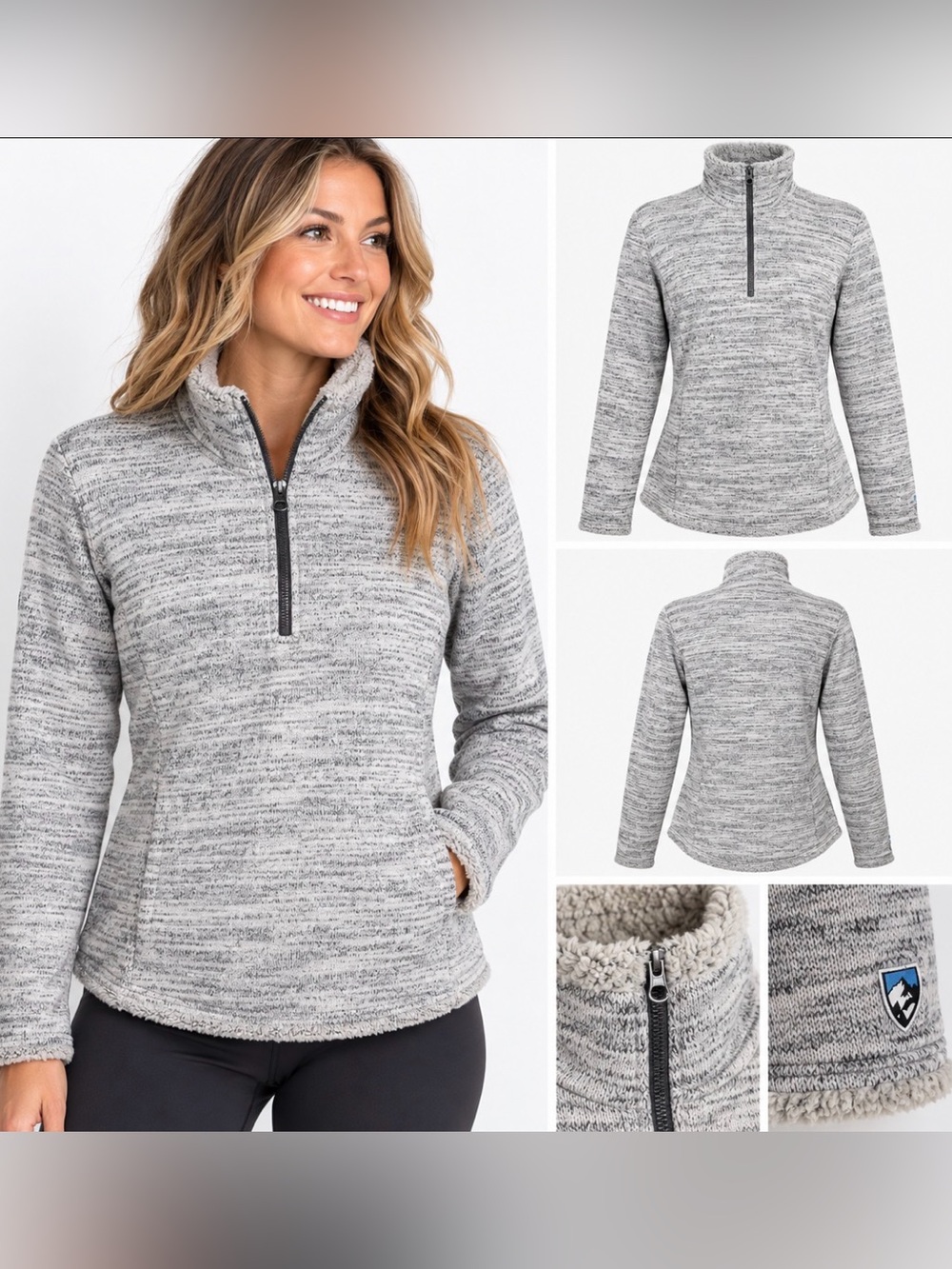 KÜHL Alaska 1/4 Zip Fleece Pullover Women’s XL Gray Sherpa Lined Sweater